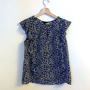 J.Crew Floral Cascade Short-Sleeve Ruffle Blouse